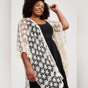 Torrid Crochet Floral Ruana Cardigan Size  OS